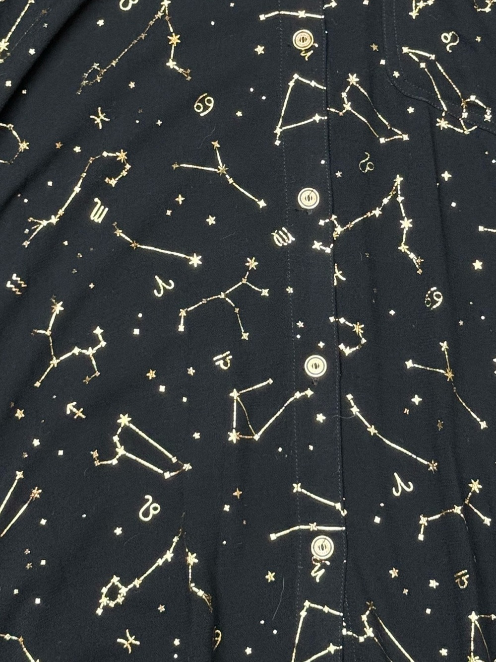 Sunshine 79 Black Gold Constellation Zodiac Button Down Tunic S/M NWT - Picture 12 of 13